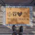 Autumn Welcome Doormat – 'Tis the Season with Leaf, Pumpkin & Coffee Icons