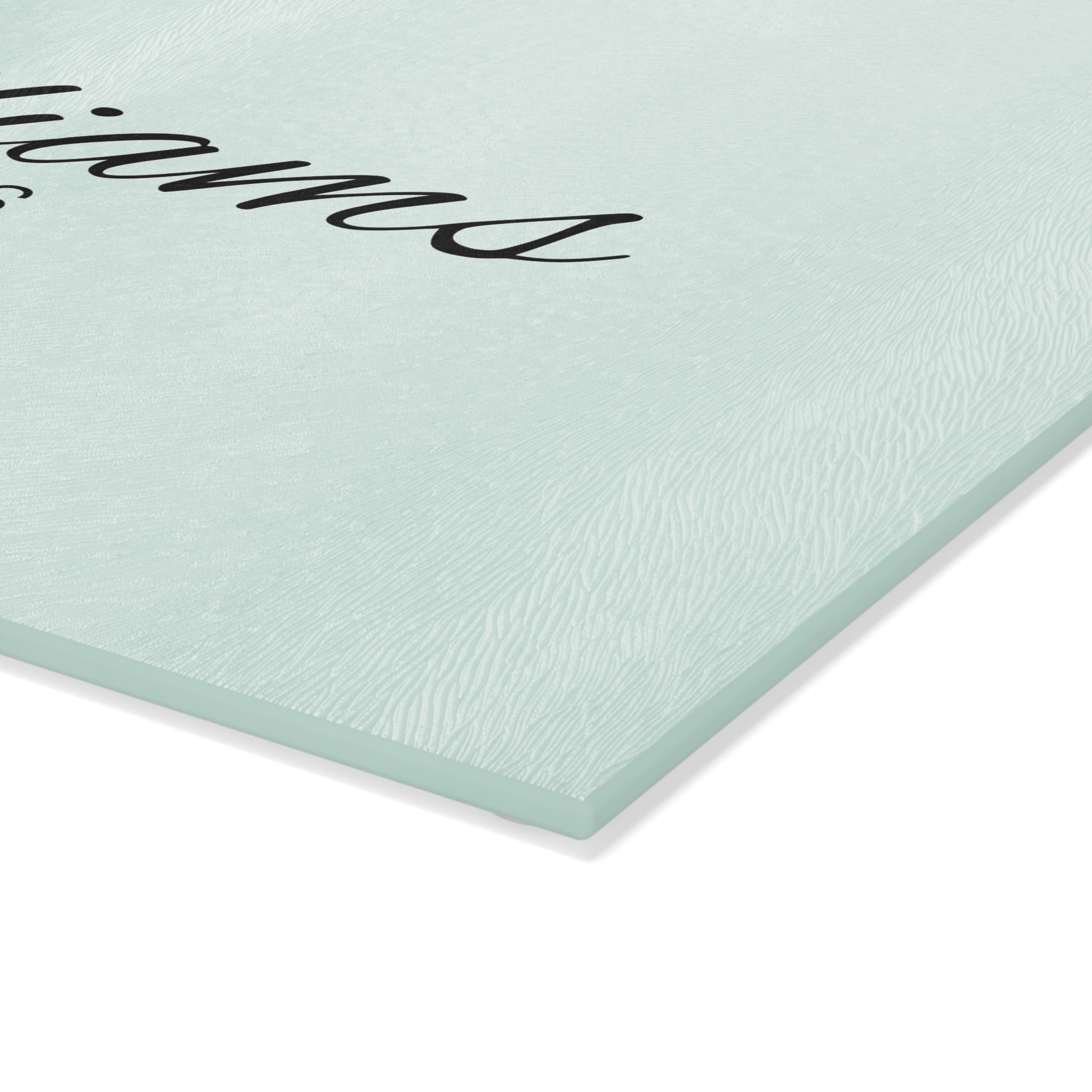Personalized Glass Cutting Board — Mint Monogram "Williams est. 1976"
