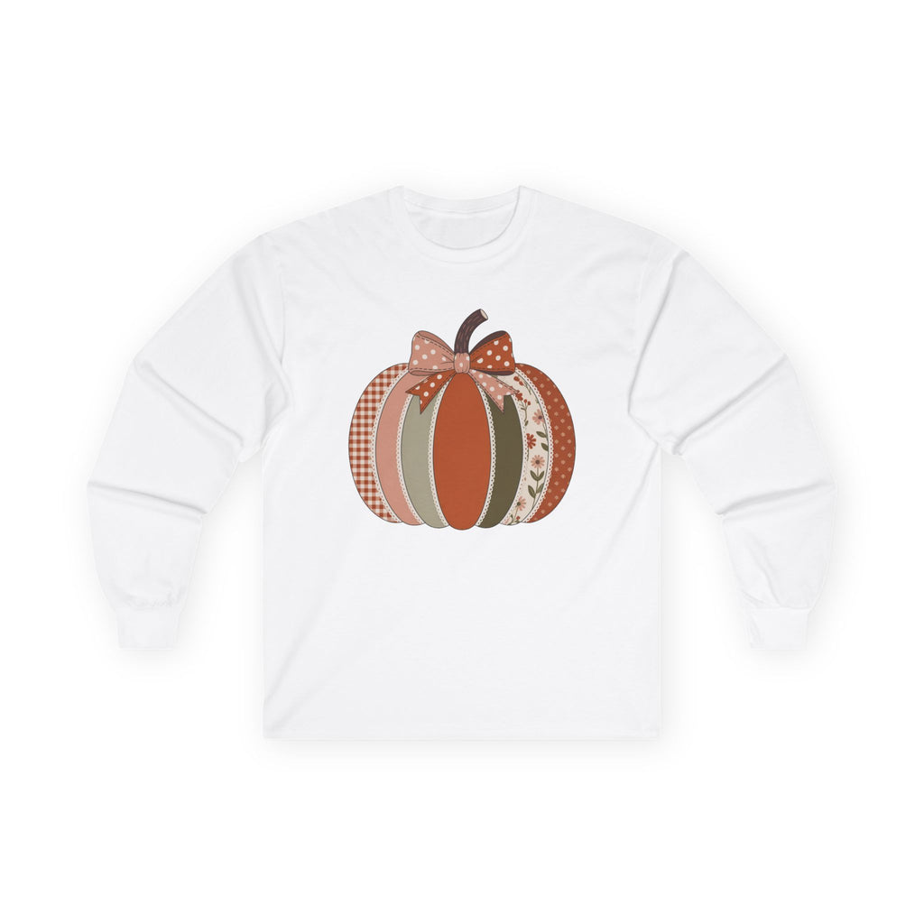 Fall Patchwork Pumpkin Long Sleeve Tee