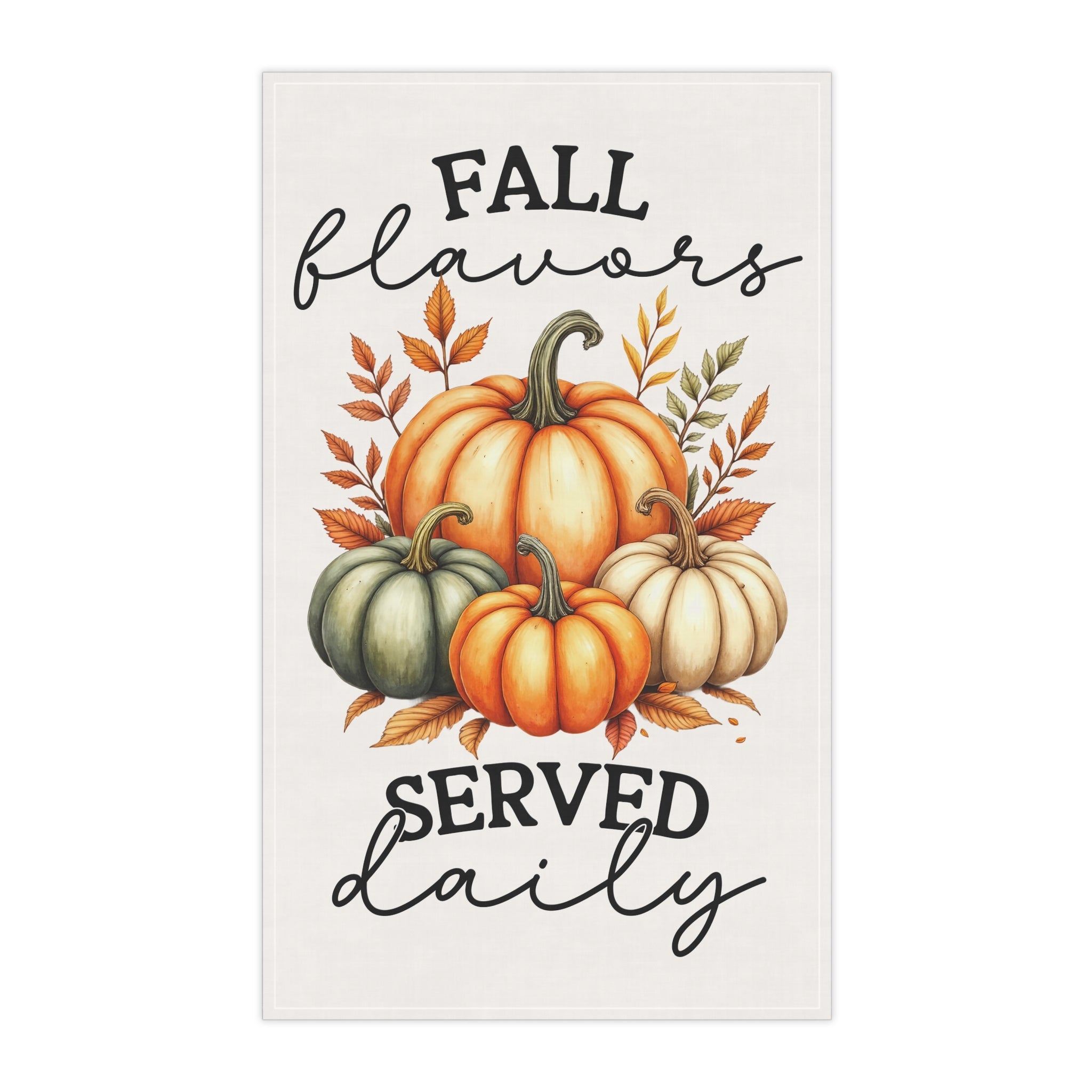 Fall Flavors Tea Towel — 'Served Daily' Pumpkin Kitchen Towel