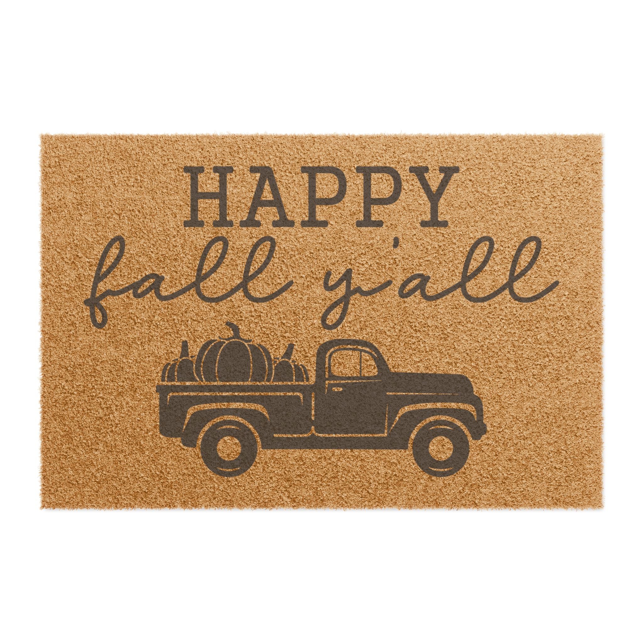 Happy Fall Y'all Doormat - Rustic Pumpkin Truck Welcome Mat