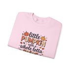 Crewneck Sweatshirt — "Little Pumpkin with a Whole Lotta Spice" Fall Graphic