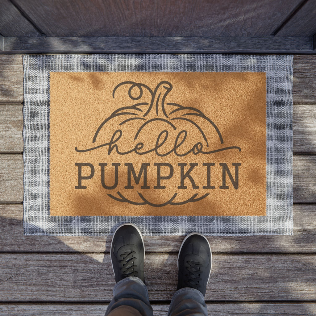 Hello Pumpkin Doormat — Fall Welcome Coir Mat