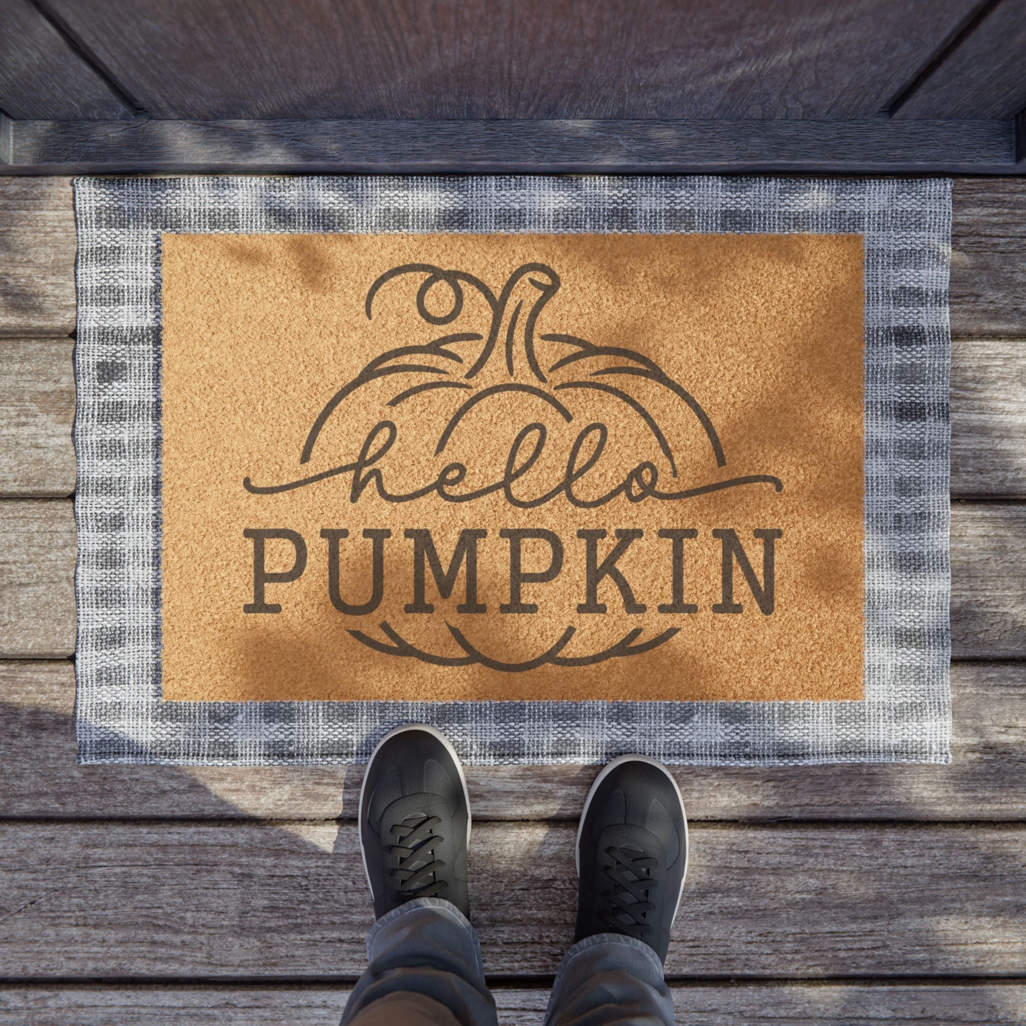 Hello Pumpkin Doormat — Fall Welcome Coir Mat