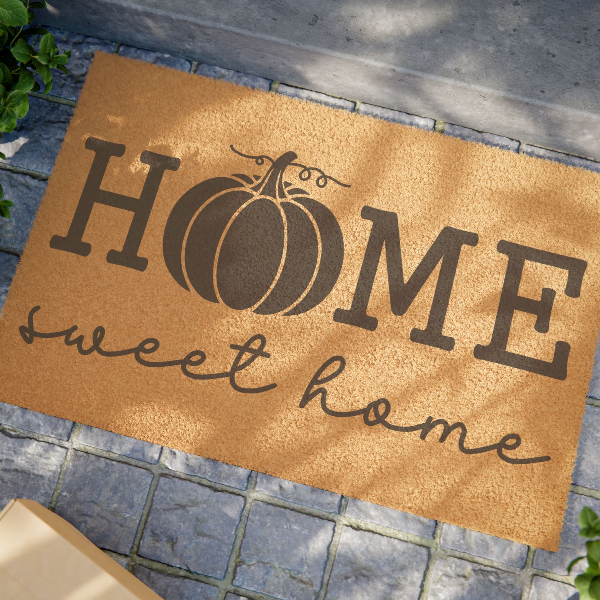 Pumpkin "Home Sweet Home" Doormat — Seasonal Fall Welcome Mat