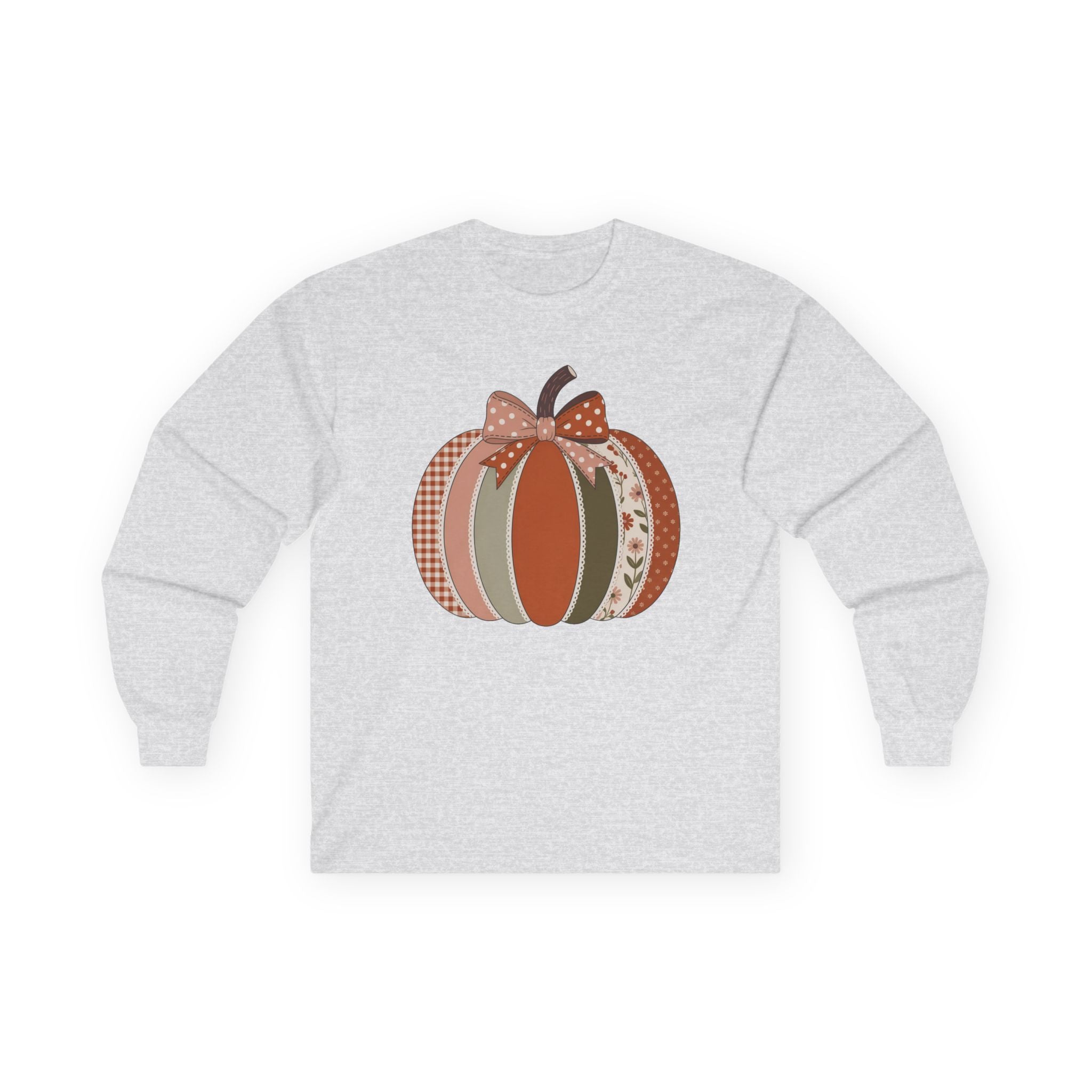 Fall Patchwork Pumpkin Long Sleeve Tee