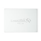 Personalized Glass Cutting Board — Mint Monogram "Williams est. 1976"