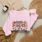 Crewneck Sweatshirt — "Little Pumpkin with a Whole Lotta Spice" Fall Graphic