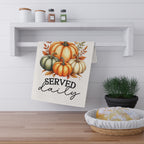 Fall Flavors Tea Towel — 'Served Daily' Pumpkin Kitchen Towel